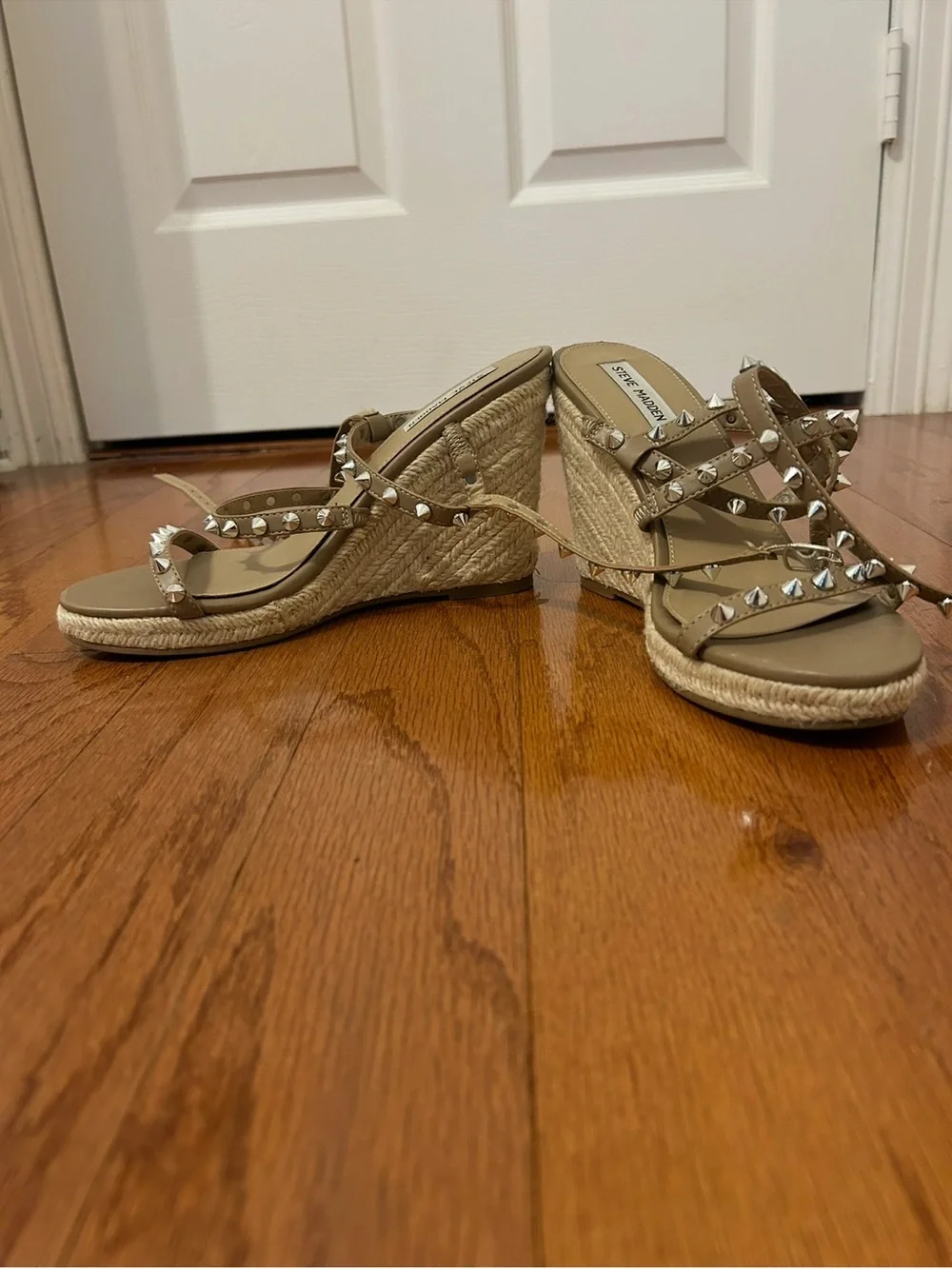 Steve Madden Tan Studded Espadrille Wedge Sandals